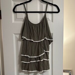 Olive Green Ruffle Layered Women's POL Top